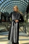 Palton lung elegant cu guler din blană naturală